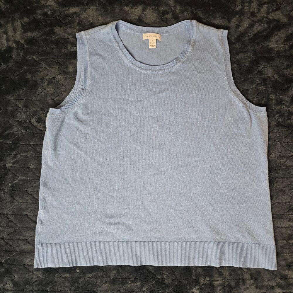 Charter Club Women's Sleeveless Baby Blue Sweater Vest Classic - Size XL